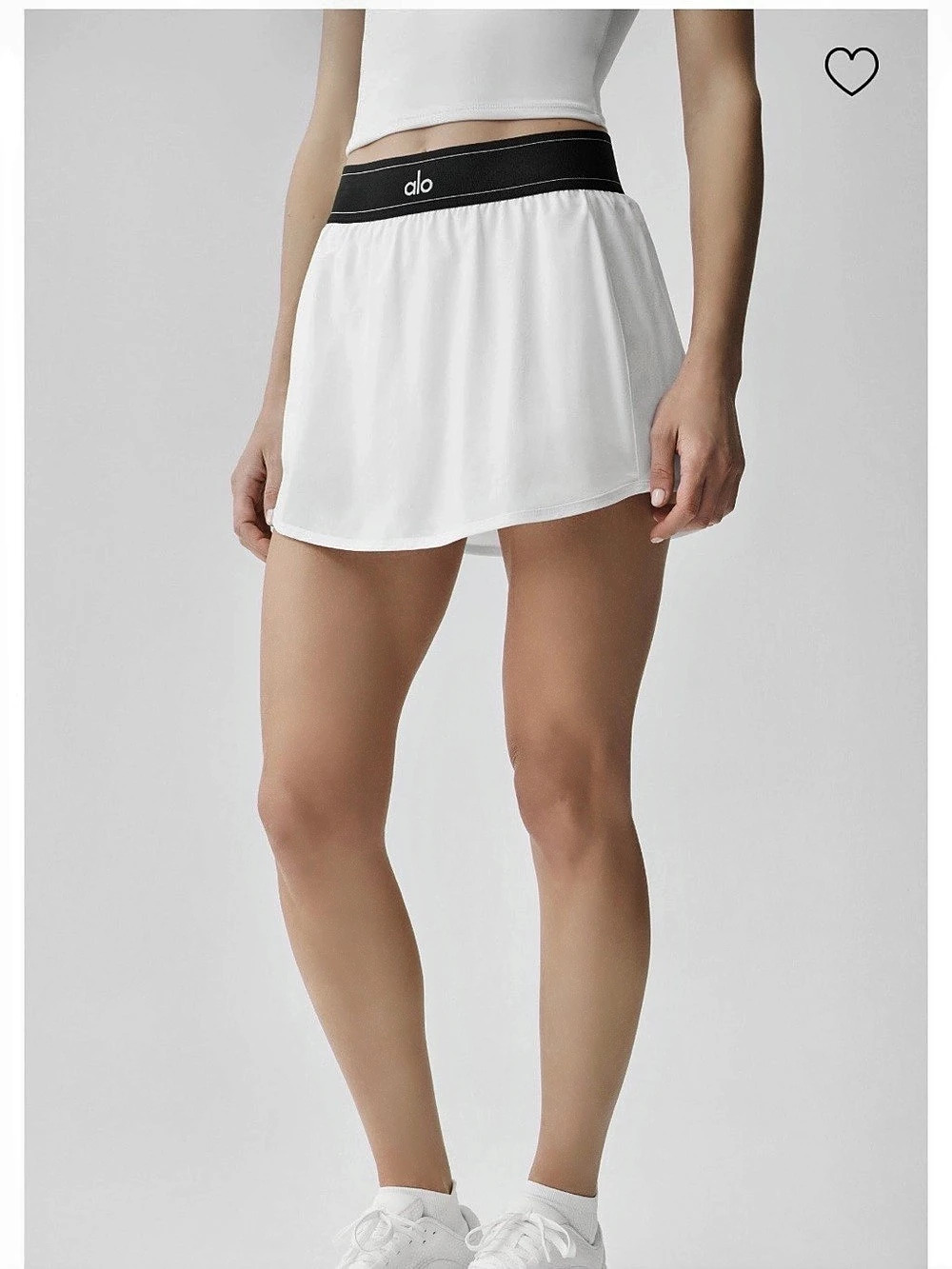 Alo Yoga Double or Nothing Tennis Skirt White & Black Medium